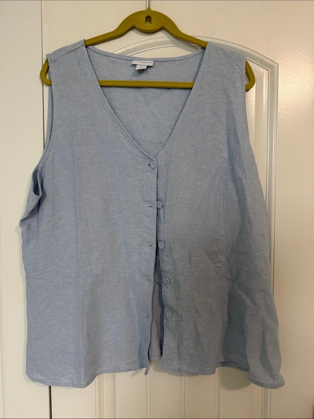 Light Blue Sleeveless Button-Front Women's Top